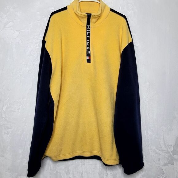 Vintage Tommy Hilfiger Quarter Zip Fleece Pullover Sweater Size XXL - Picture 1 of 7